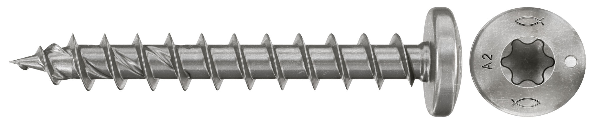 Product Picture: "fischer chipboard screw PowerFast FPF II PTF 4.5 x 40 A2 200, pan head, TX recess drive, full thread, stainless steel A2"