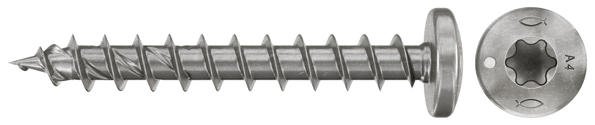 Product Picture: "fischer chipboard screw PowerFast FPF II PTF 4.5 x 40 A4 100, pan head, TX recess drive, full thread, stainless steel A4"