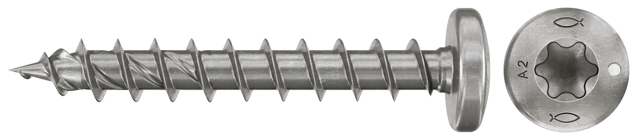 Product Picture: "fischer chipboard screw PowerFast FPF II PTF 4.0 x 16 A2 200, pan head, TX recess drive, full thread, stainless steel A2"