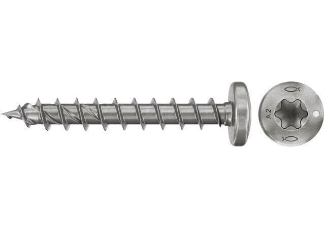 Produktbild: "fischer Spanplattenschraube PowerFast FPF II PTF 4,0 x 30 A2 200, Halbrundkopf, TX Antrieb, Vollgewinde, Edelstahl A2, 200 Stück"