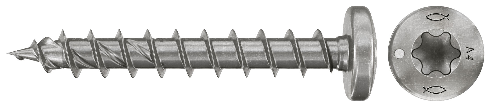 Product Picture: "fischer chipboard screw PowerFast FPF II PTF 4.0 x 16 A4 200, pan head, TX recess drive, full thread, stainless steel A4"
