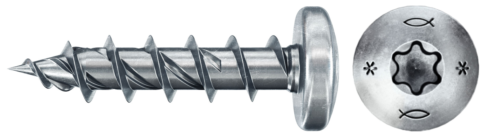 Product Picture: "fischer PowerFast FPF II PTF 5.0 x 16 BC 200 pan head TX star recess full thread blue zinc plated"