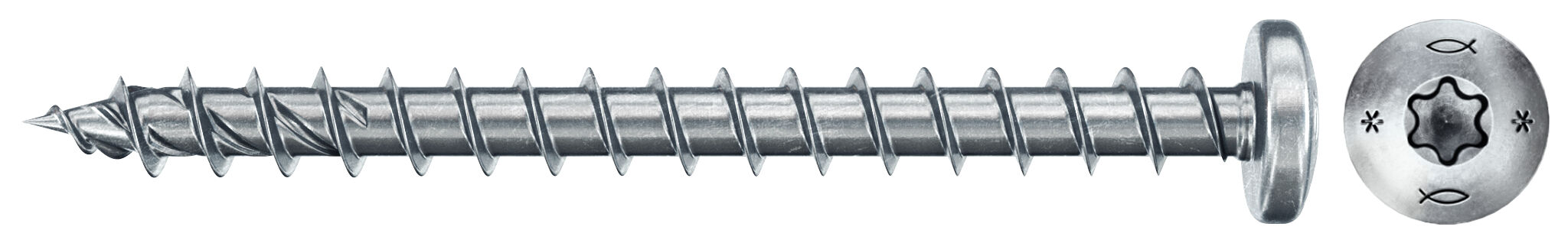 Product Picture: "fischer PowerFast FPF II PTF 5.0 x 60 BC 100 pan head TX star recess full thread blue zinc plated"