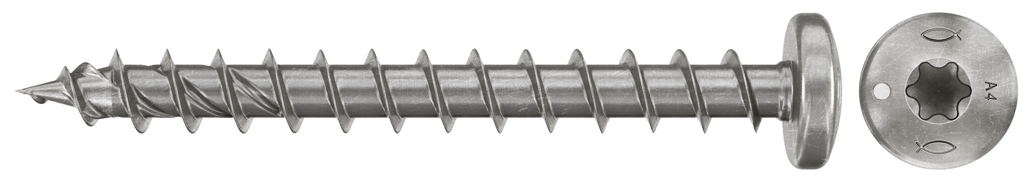 Product Picture: "fischer chipboard screw PowerFast FPF II PTF 5.0 x 40 A4 100, pan head, TX recess drive, full thread, stainless steel A4"