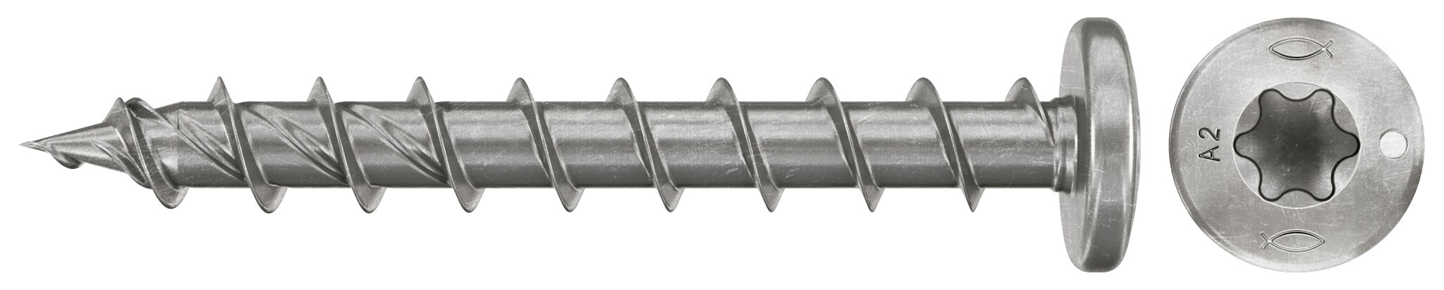 Product Picture: "fischer chipboard screw PowerFast FPF II PTF 6.0 x 50 A2 50, pan head, TX recess drive, full thread, stainless steel A2"