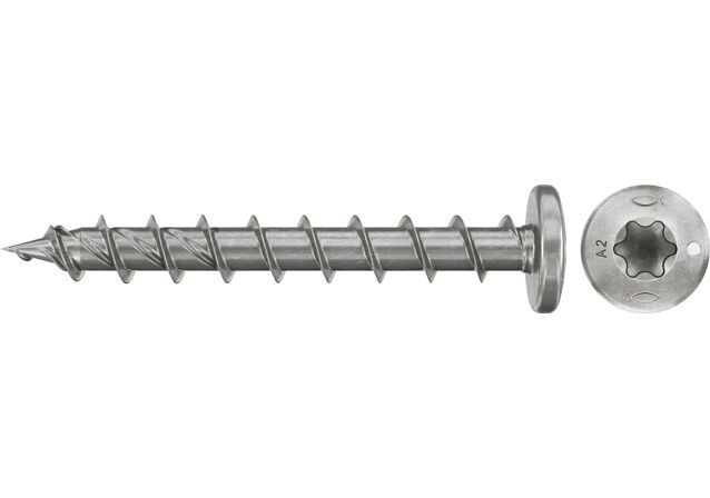 Produktbild: "fischer Spanplattenschraube PowerFast FPF II PTF 6,0 x 60 A2 50, Halbrundkopf, TX Antrieb, Vollgewinde, Edelstahl A2, 50 Stück"