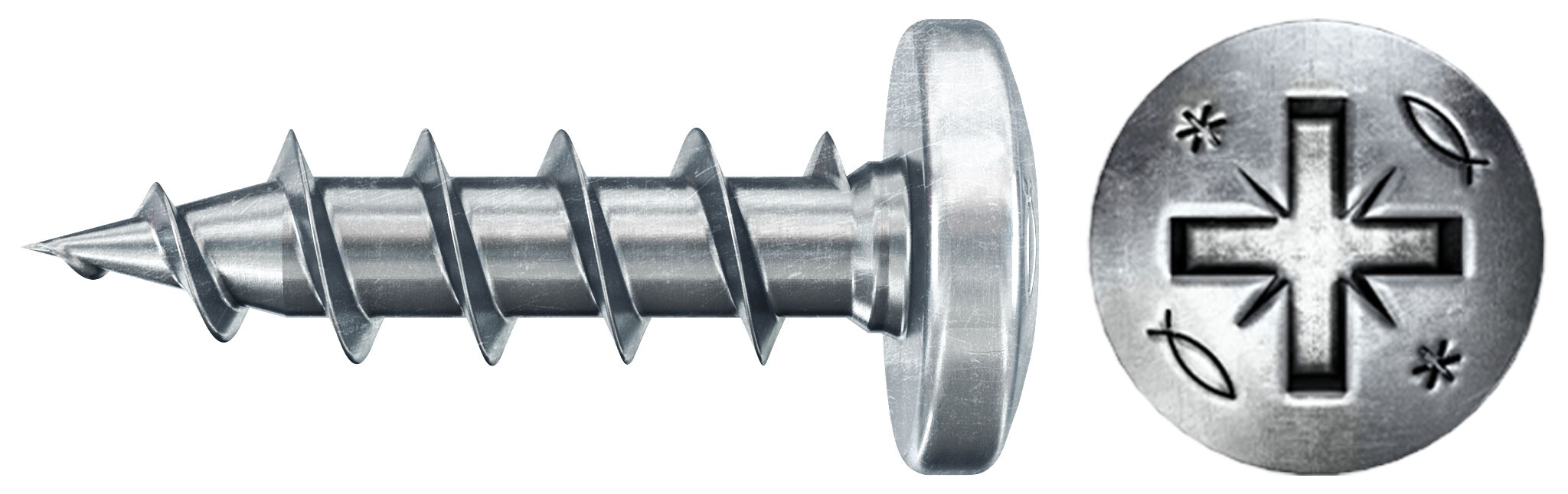 Product Picture: "Vis PowerFast FPF II PZF 3,5x20 BC 200 Tête cylindrique bombée, empreinte PZ, zingué blanc, filetage total"