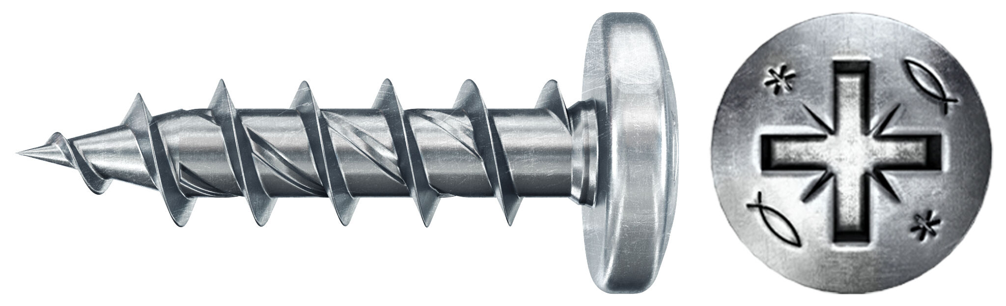 Product Picture: "fischer PowerFast FPF II PZF 4,5x25 BC 200 pan head PZ cross drive full thread blue zinc plated"