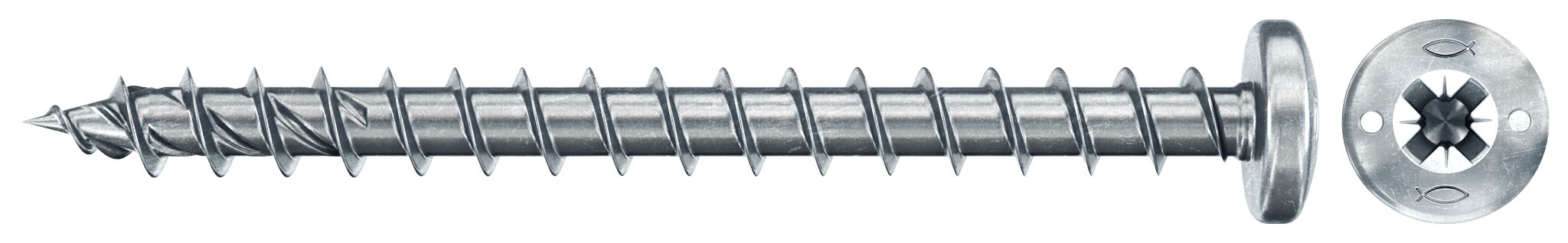 Product Picture: "fischer PowerFast FPF II PZF 5,0x60 BC 100 pan head PZ cross drive full thread blue zinc plated"