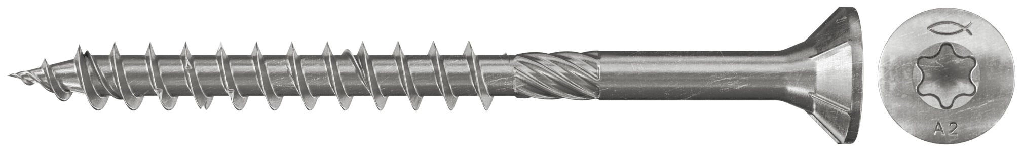 Product Picture: "Tornillo de aglomerado fischer PowerFast-ST 4,5x60 A2P con cabeza avellanada, rosca parcial y engarce TX (100 uds.)"