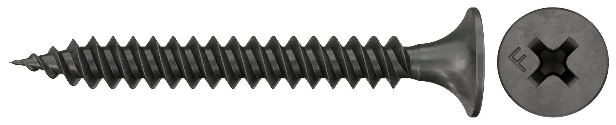 Product Picture: "fischer drywall screw 3.9 x 35 trumpet shape head, GG, Phillips PH, black phosphated"
