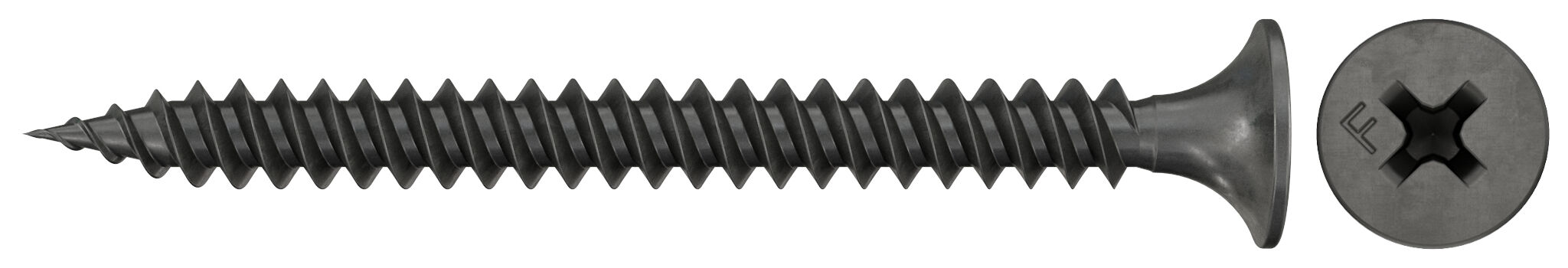 Product Picture: "fischer drywall screw 3.9 x 45 trumpet shape head, GG, Phillips PH, black phosphated"