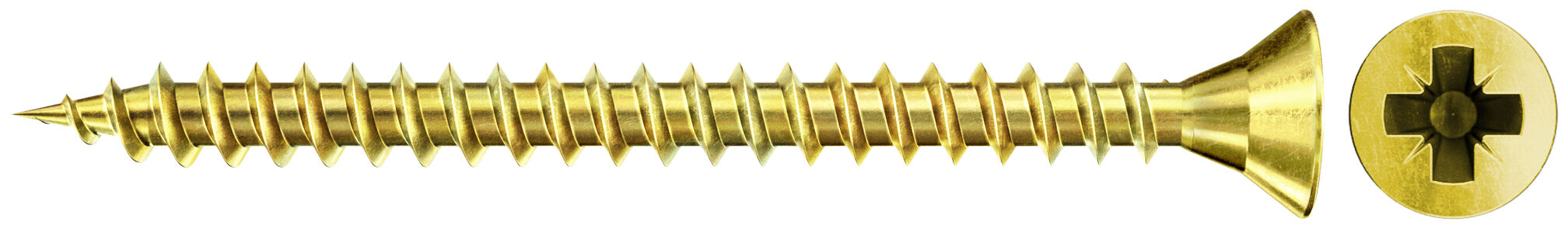 Product Picture: "fischer Chipboard screw FSPII 4.0 x 35 countersunk head yellow zinc plated full thread cross drive PZ"