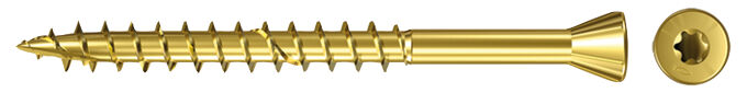Product Picture: "fischer floorboard screw FTF 3.5 x 45 CSK head yellow zinc plated partial thread TX star recess"