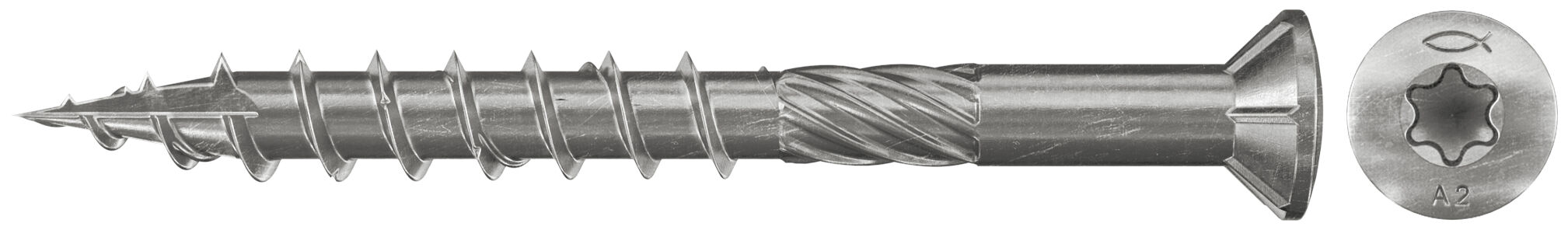 Product Picture: &quot;fischer Terrace screw 5.0 x 60 CSK head A2 partial thread TX star recess&quot;