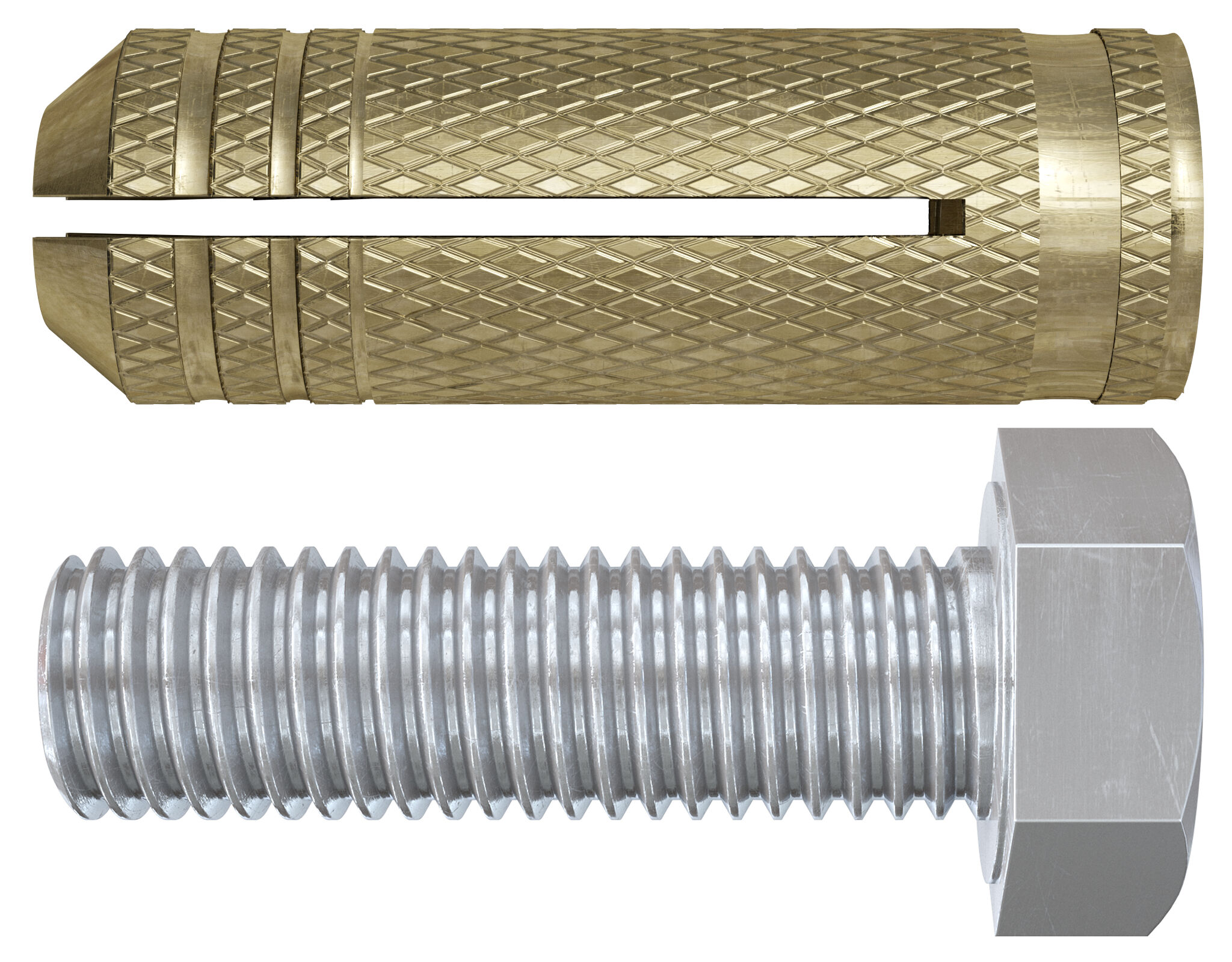 Foto Prodotto: "Tassello in ottone MS 6x22 S K con vite testa esagonale in blister"