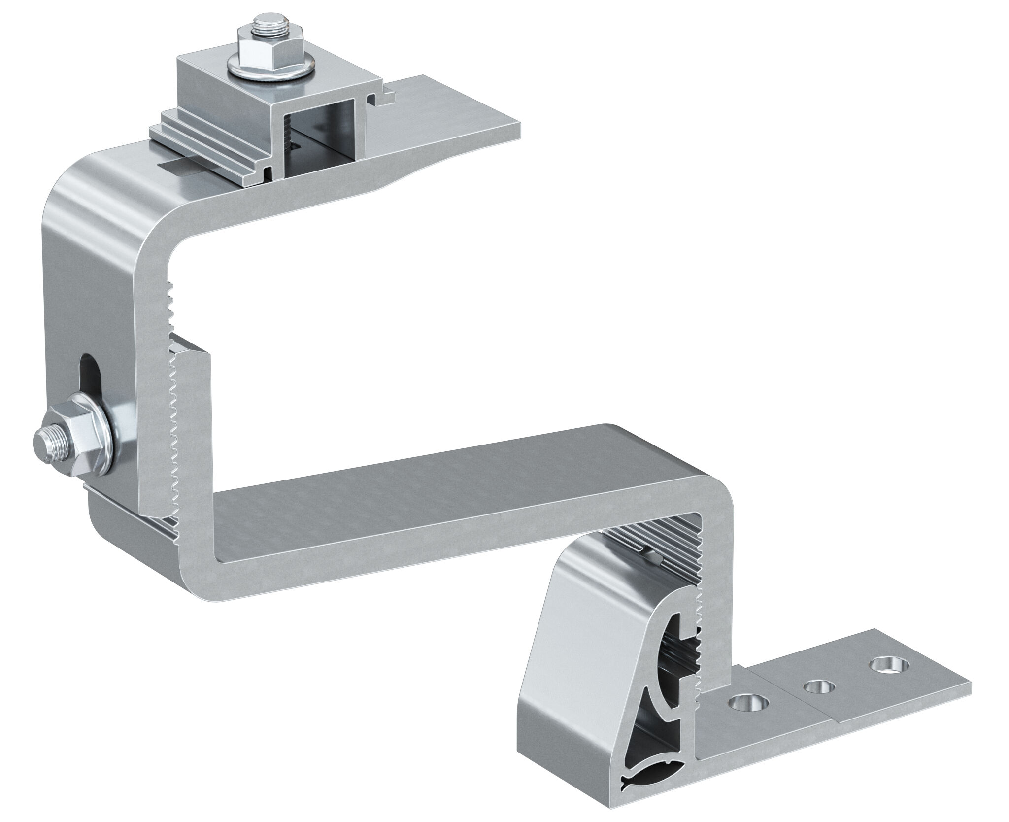 Foto Prodotto: "Gancio in alluminio per tetti inclinati con rivestimento in tegole RH 52-67 H AL a 3 regolazioni"