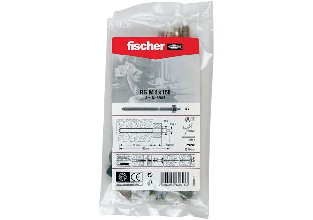 Packaging: "fischer threaded rod RG M 8 x 150 B bag"
