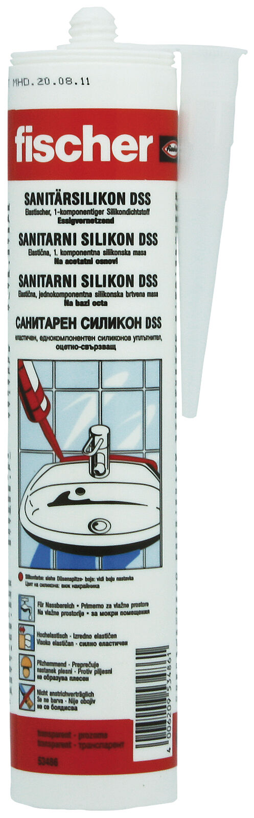 Product Picture: "fischer sanitary silicone premium DSSA white 280 ml"