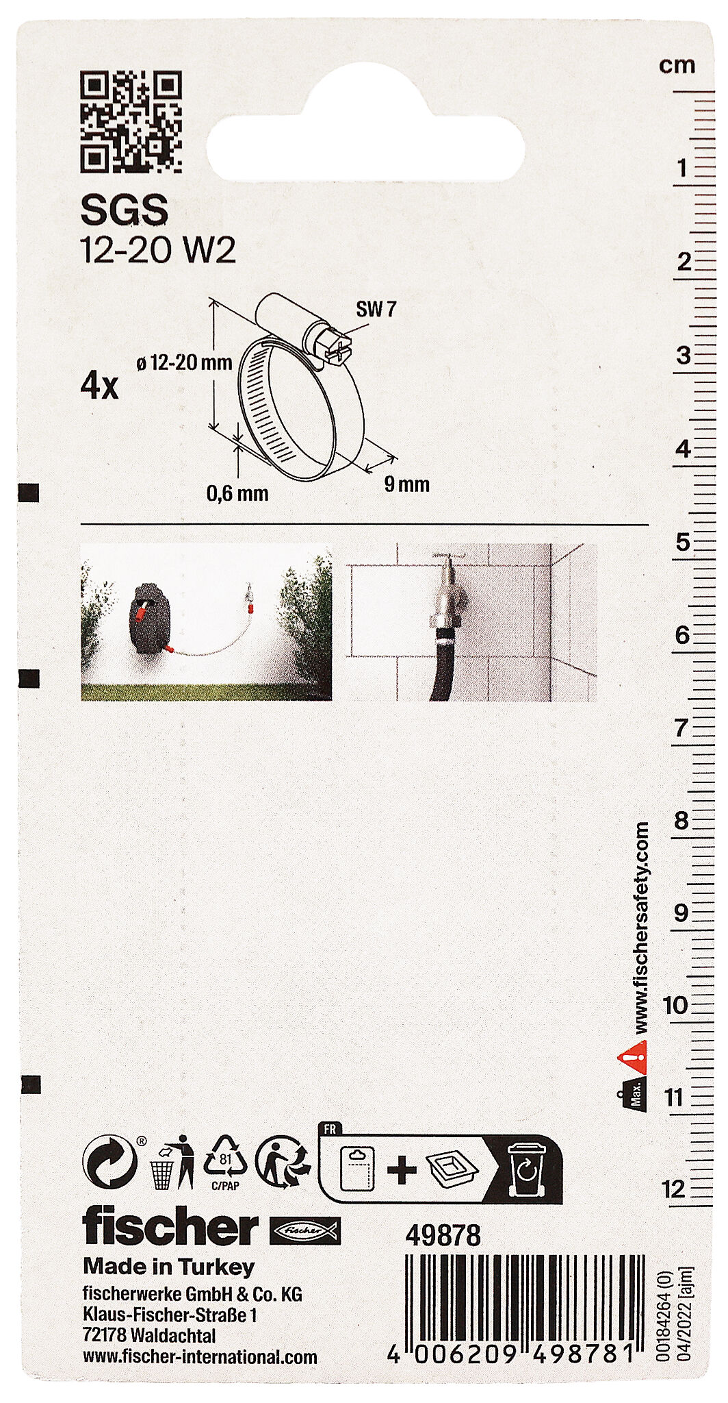Packaging: "fischer Hose clamp SGS 12 - 20 W2 K"