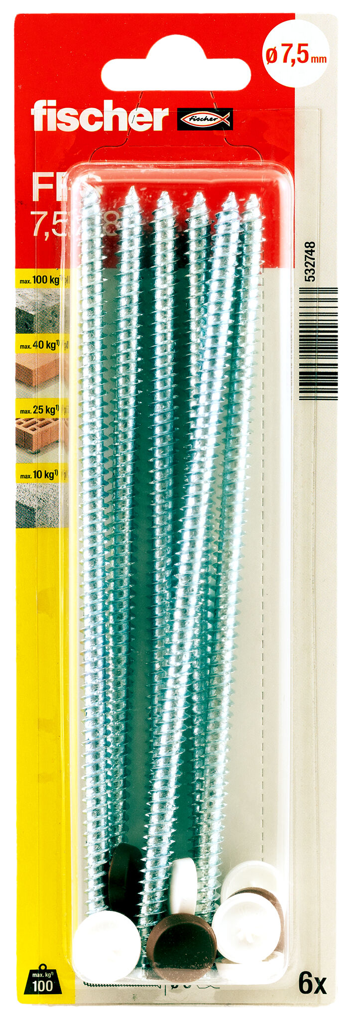 Packaging: "fischer Window frame screws FFS 7.5 x 182 TX30 K SB-card"
