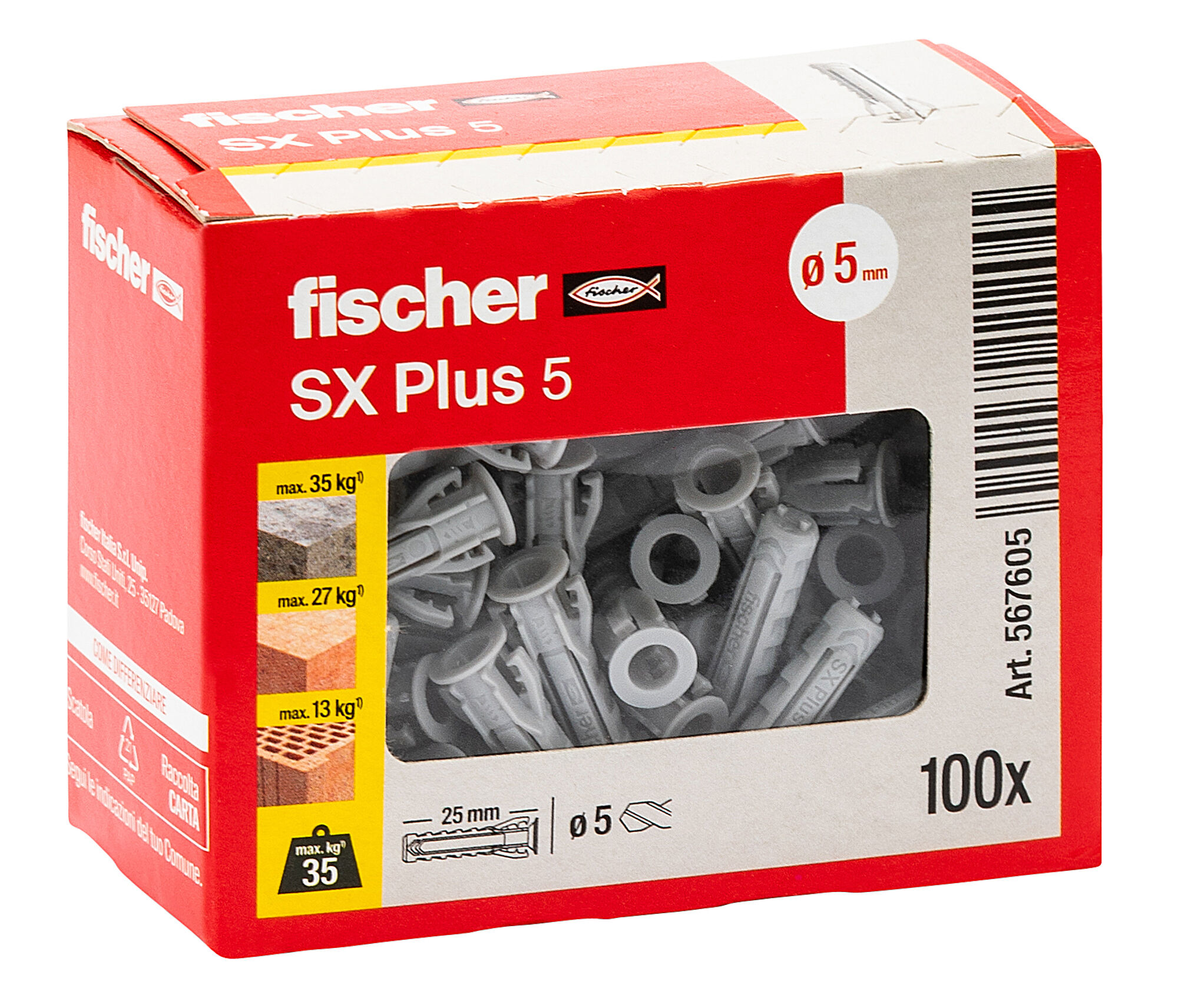 Confezione: "SX Plus 5x25 Tassello"