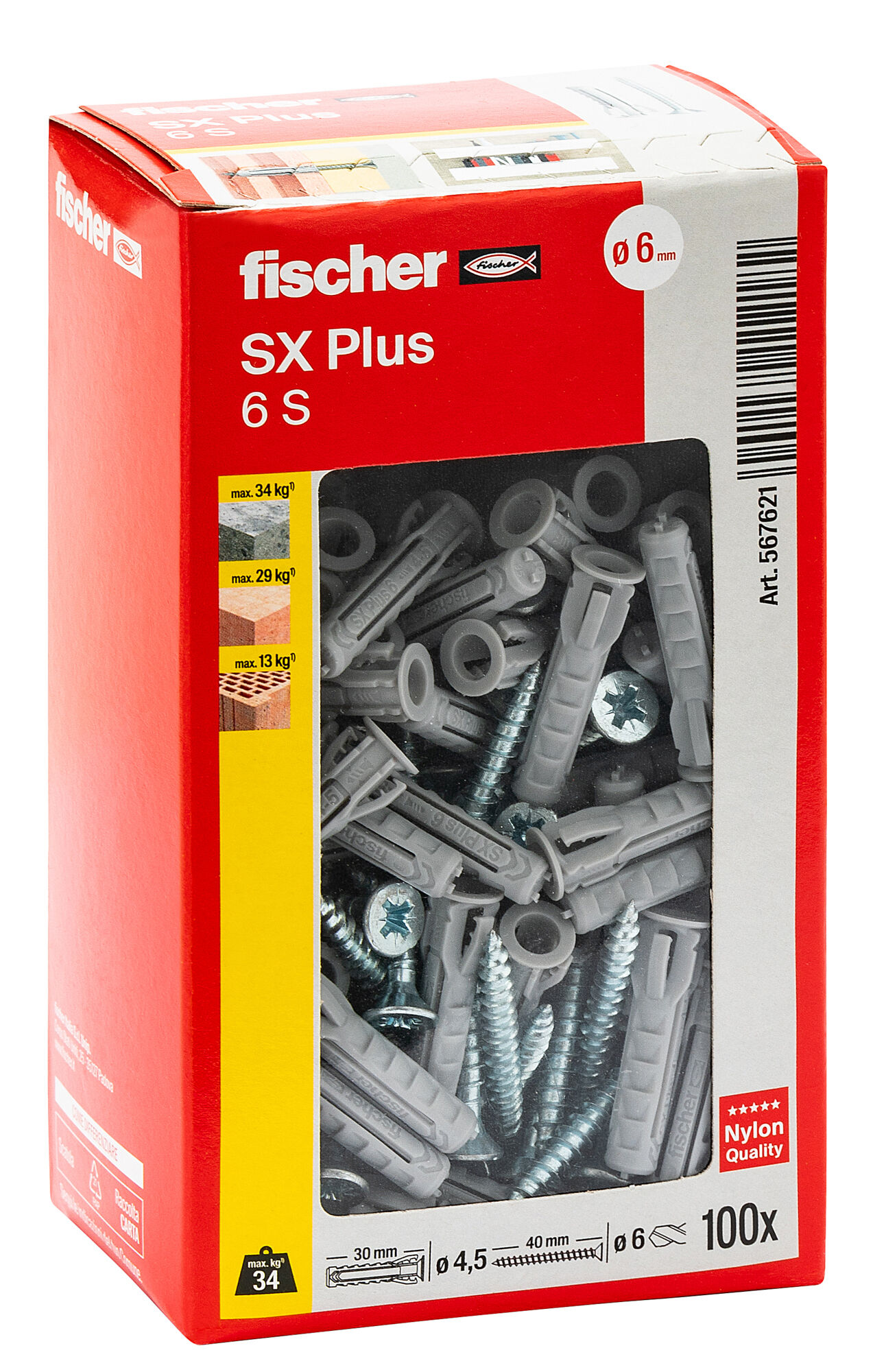 Confezione: "SX Plus 6x30 S Tassello con Vite"