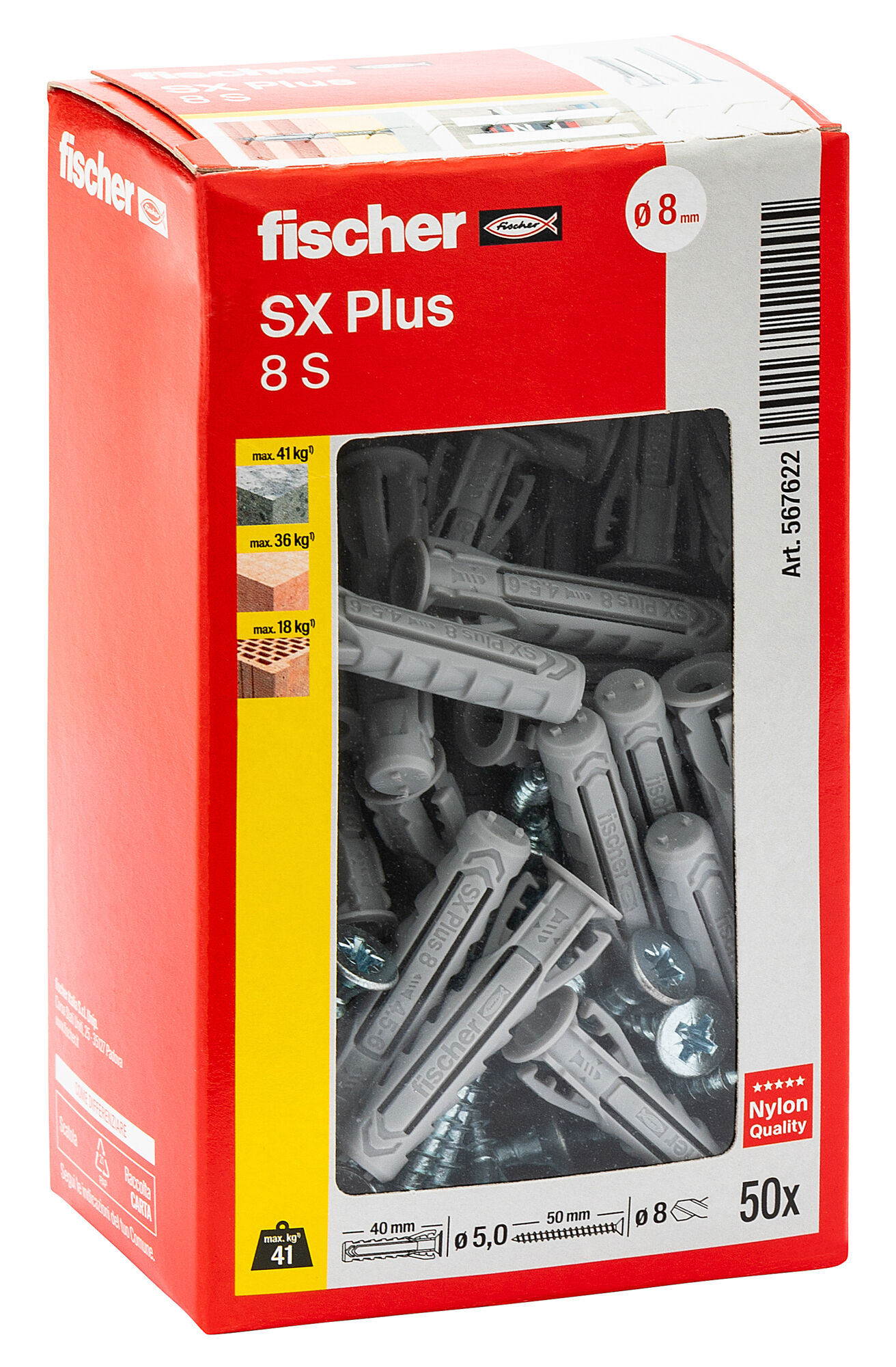 Confezione: "SX Plus 8x40 S Tassello con Vite"