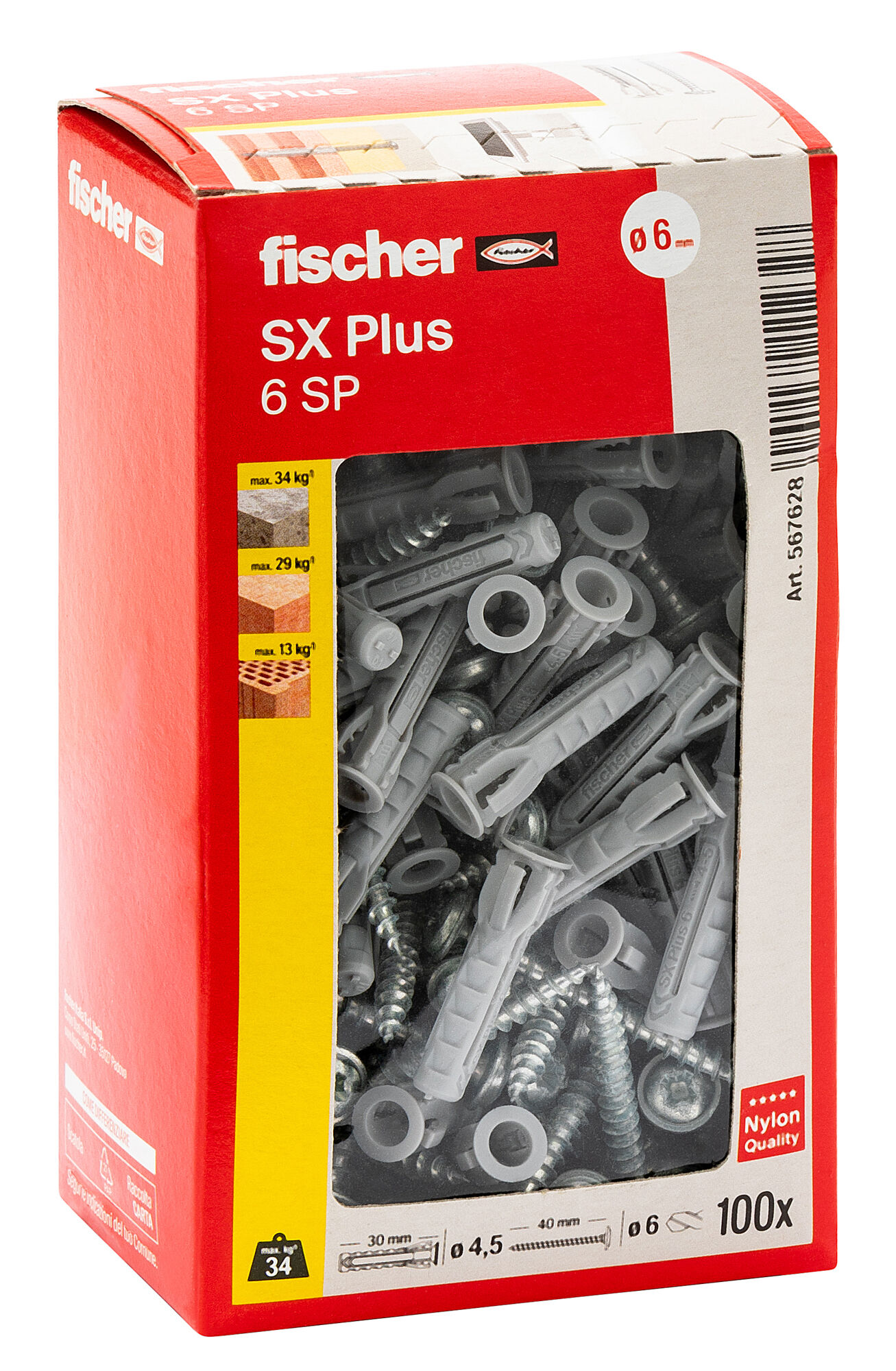 Confezione: "SX Plus 6x30 SP Tassello con Vite testa cilindrica"