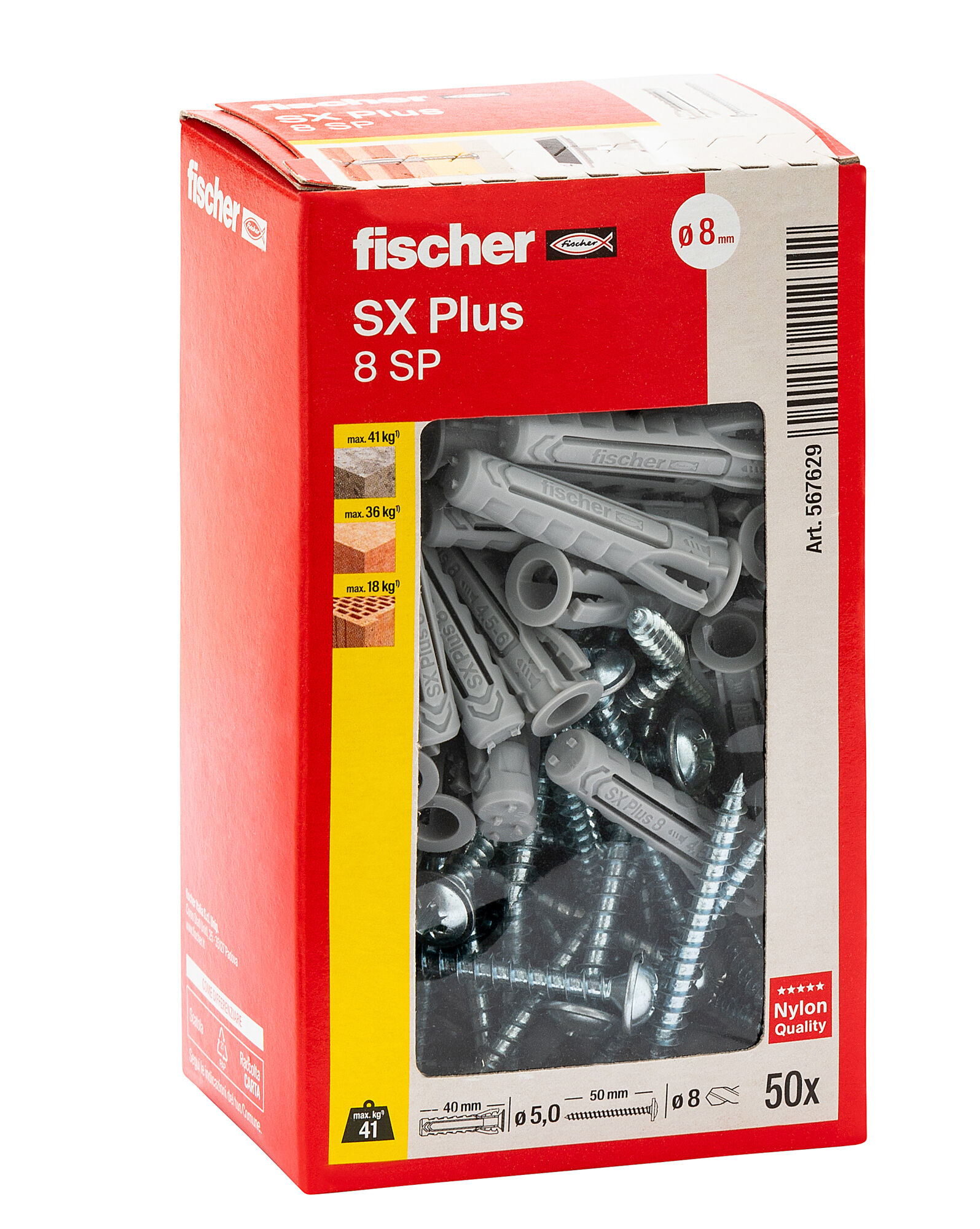 Confezione: "SX Plus 8x40 SP Tassello con Vite testa cilindrica"