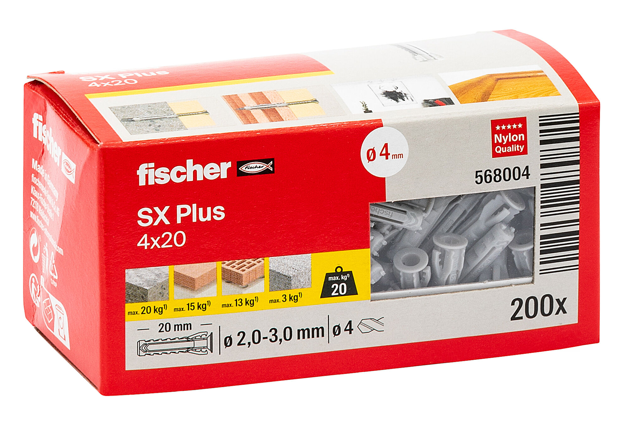 Verpackung: "fischer Spreizdübel SX Plus 4 x 20"