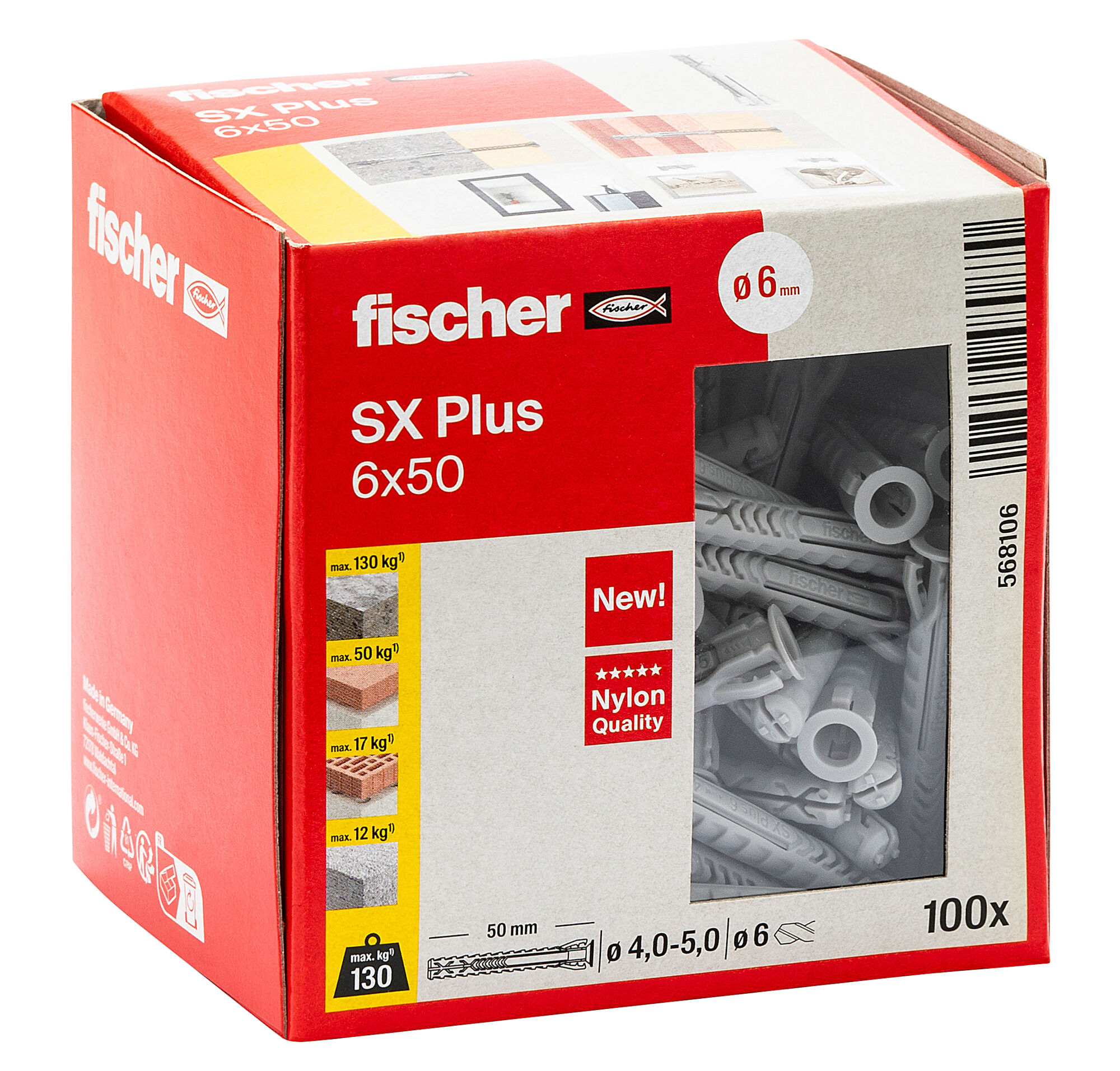Verpackung: "fischer Spreizdübel SX Plus 6 x 50"