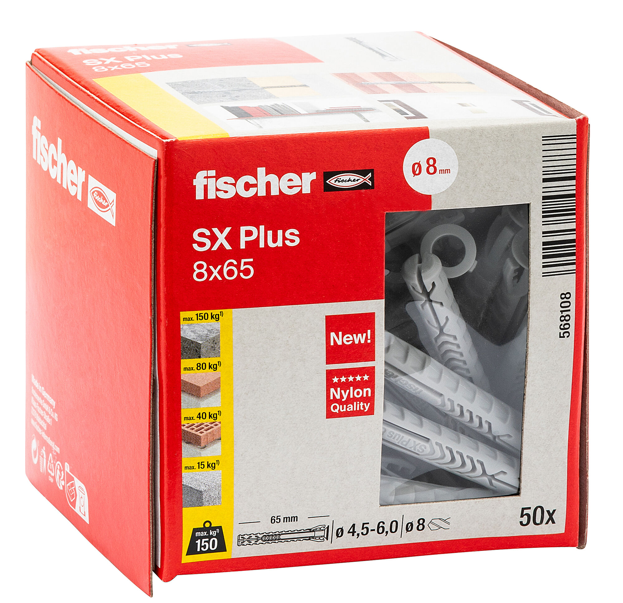 Verpackung: "fischer Spreizdübel SX Plus 8 x 65"