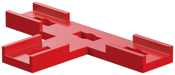 Junta plana de conexión en forma de T, rojo