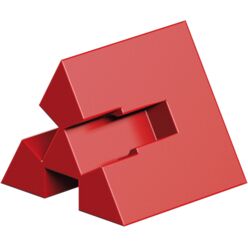 Bloque de construcción angular 60° con ranuras, rojo