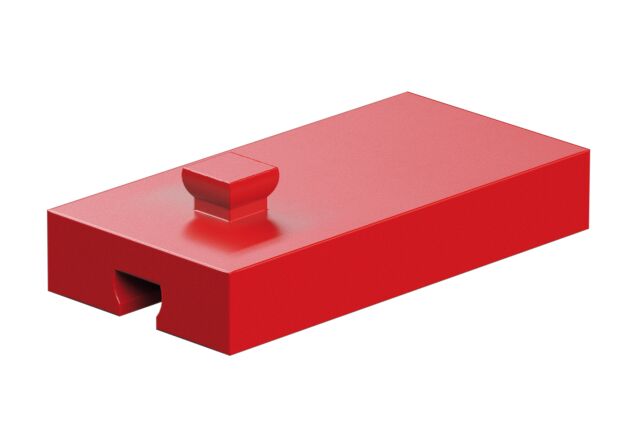 null: "Building block 15x30x5 with groove and pin, red"