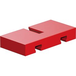 Panel de construcción de unión 15x30x5 con 2 hendiduras de un lado y 1 del otro, rojo