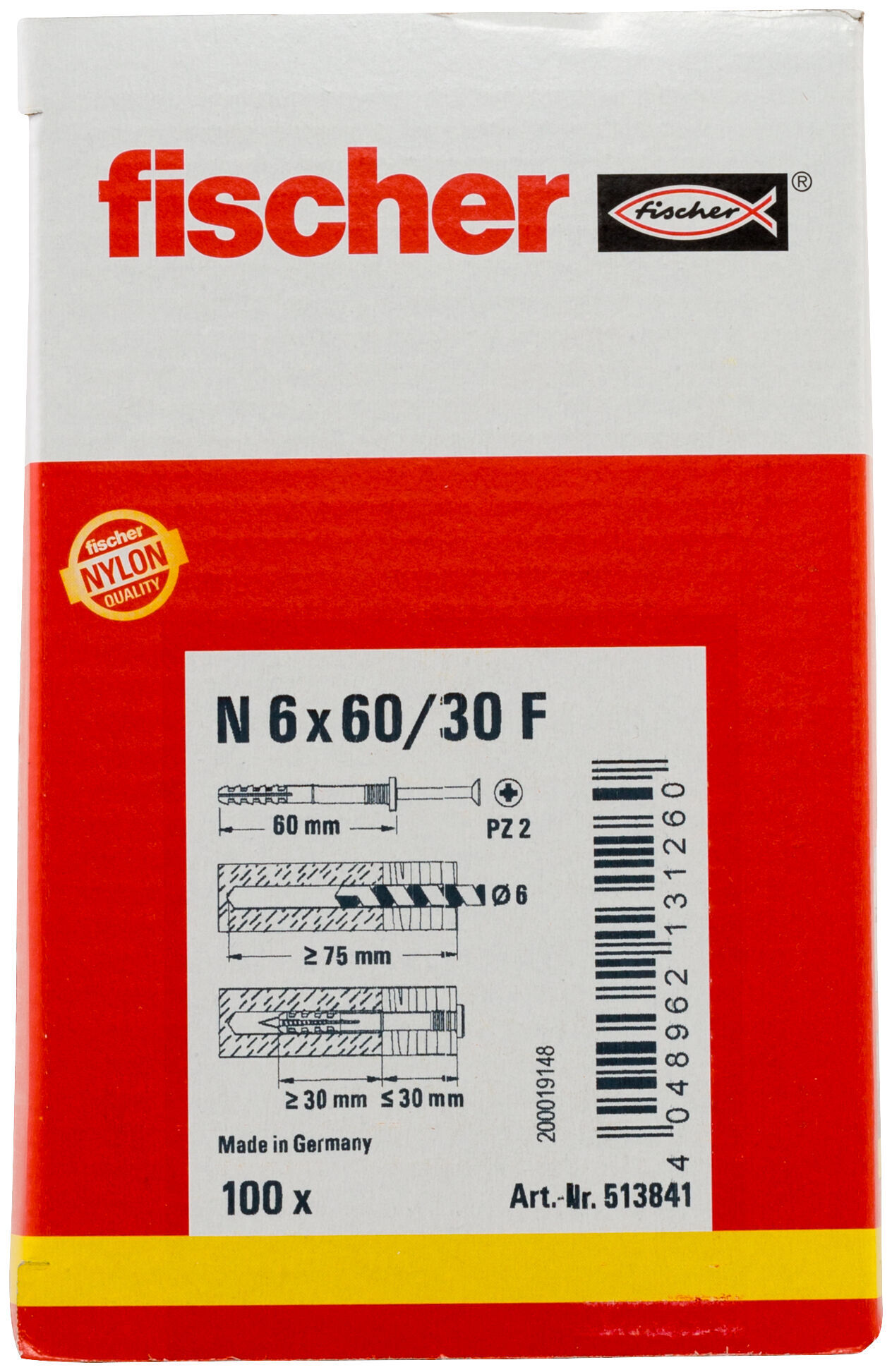 fischer Hammerfix N 6 x 60/30 F with flat head gvz